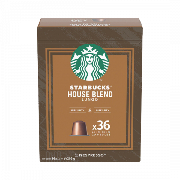 Starbucks House Blend Lungo 8 XXL, Nespresso-kompatibel, 36 Aluminium-Kaffeekapseln, 206 Gramm